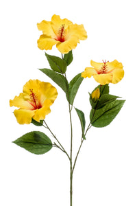 Artificial hibiscus - 1 stem - Yellow